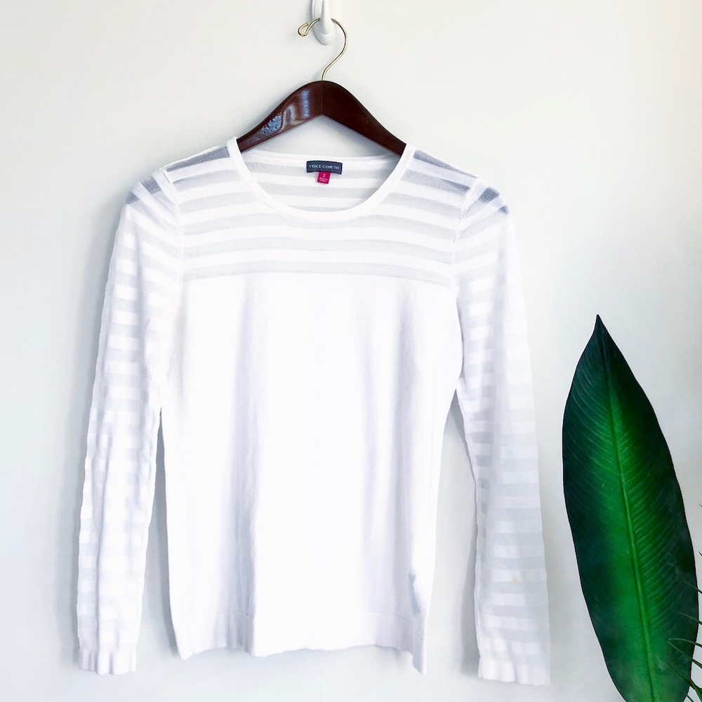 Vince Camuto Sheer Striped Sweater